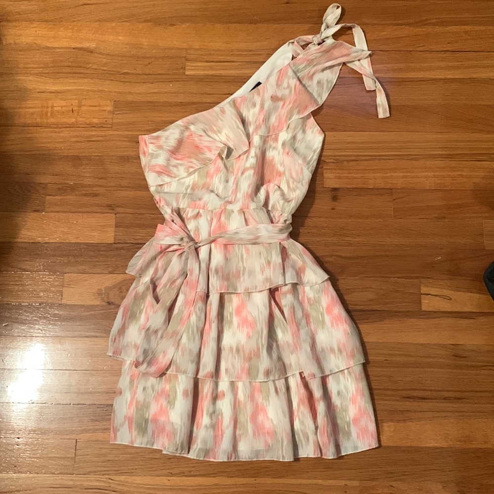 Multicolor ruffle tier one shoulder dress